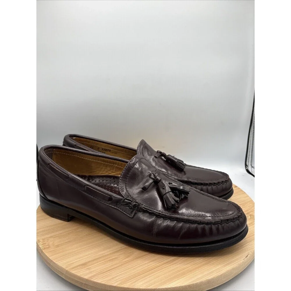 Sebago Hand Sewn Tassel Loafers Burgundy Leather Men's 11C Classic